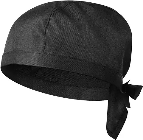 DOITOOL Gorro de Cocinero Negro de 1 Pieza para Adultos con Bandas Ajustables, Gorro de Cocinero Unisex de Cocina para Cocinero o Hombre (negro)  