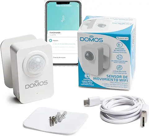 Domos - Sensor WiFi de Movimiento Inteligente | Detector de Presencia Smart Home | Compatible con Alexa | Detector de Movimiento Exterior | Domótica para el Hogar  