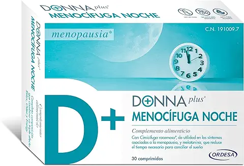 DONNAplus Menocífuga Noche | Complemento Alimenticio para la Mujer en Edad de Menopausia con Melatonina, GABA y Vitaminas - 30 Comprimidos  