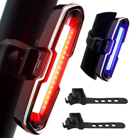 DONPEREGRINO 110 Lúmenes Luz Trasera Bicicleta Potente LED, Luz Bicicleta Trasera Recargable USB de Alto Brillo con 5 Modos Fijos e Intermitentes  