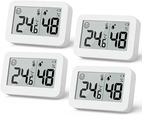 DOOMAY 4-Pack mini higrómetro termómetro interior, medidor de humedad con ℃, medidor de humedad digital monitor de temperatura para invernadero, cuarto de bebé, incubadora de reptiles