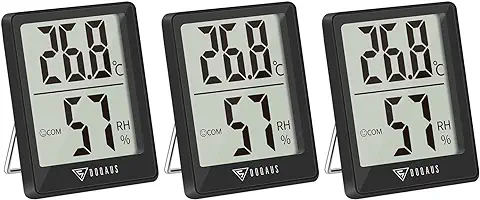 DOQAUS 3 Piezas Mini Termómetro Higrómetro Digital, Medidor de Temperatura con 5s de Respuesta Rápida para Temperatura y Humedad del Casa Ambiente (Negro)  