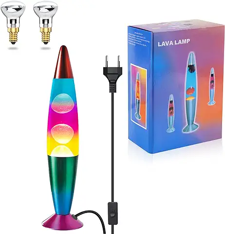 DoRight Lámpara de Lava Clásica Color Retro Lámpara de Lava de Aluminio con Movimiento Calmante para Relajación Tranquila, 13,38 Pulgadas, con 2 Paquetes R39 25W E14 Bombilla  