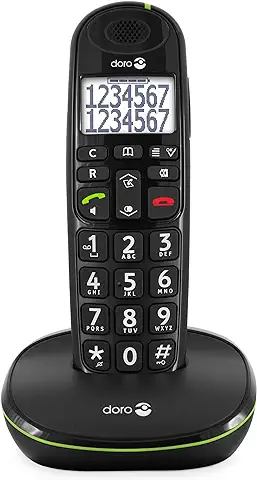 Doro PhoneEasy 110 Teléfono Inalámbrico DECT para Personas Mayores con Teclas Grandes Parlantes, Función de Llamada Interna y Audio Amplificado [Versión Española y Portuguesa] (X 1 / Negro)  