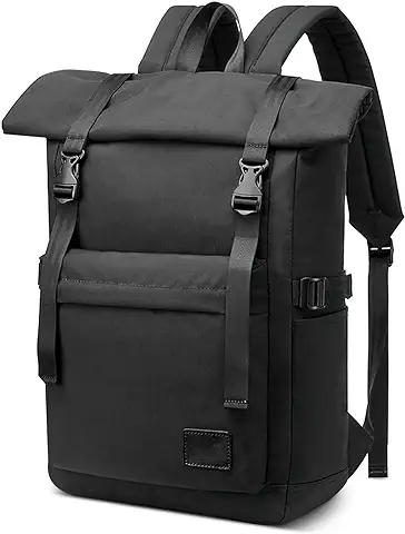 DORRISO Mochilas Hombre Viaje Mochilas Laptop para 15.6 Pulgada Portatil con Cinghia Posteriore para Trabajo Acampar Deporte Senderismo Impermeable Poliéster Grandes Hombre Backpack Negro  