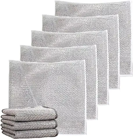 Double Stainless Steel Scrubber, Multipurpose Wire Dishwashing Rags for Wet and Dry, Multipurpose Non-Scratch Scrubbing Wire Dishwashing Rags (5pcs)  