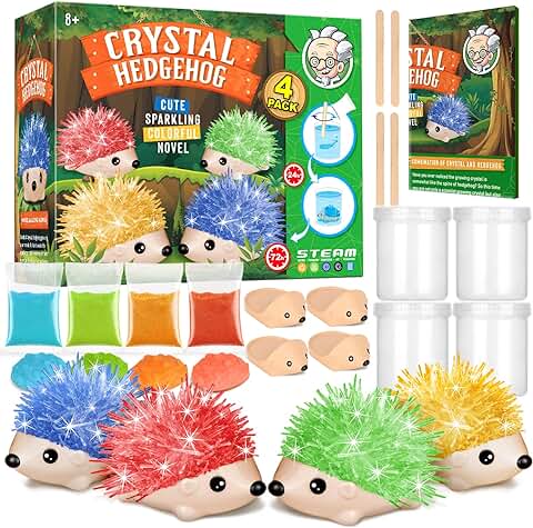 Dr. Daz, Kit de Cultivo de Cristales para Niños con Modelos de Erizo 4 Paquetes, Juego de Experimentos Científicos para Niños Niñas 6 7 8 9 10 Años  