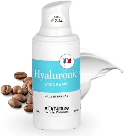 Dr. Nature Crema Antiojeras Ácido Hialuronico con Cafeina - Contorno de Ojos Antiarrugas 100% Ingredientes Naturales - Reductor de Ojeras Y Bolsas de los Ojos - Crema Ojos Hidratante  