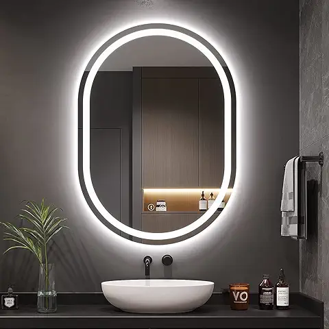 Dripex Espejo de Baño con Luz LED 60 x 80 cm Antivaho, Dimmable, con Función de Memoria, IP44, IRC 90+, Instalar Horizontal/Vertical  