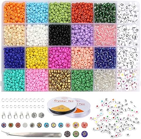 Dsaren 3118Piezas Kit Bolitas Abalorios para Hacer Pulseras Collares Pack Bolas Adultos Niñas Colores Cuentas para Pulseras Bolitas Caja Beads Diy Pulseras Letras Pendientes Manualidades Niño  