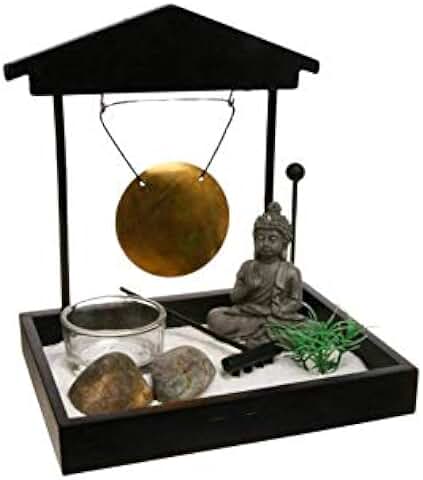 Ducomi Zen - Cuadro de Jardín con Bandeja, Arena, Figura de Buda, Rock - Kit de Meditación Japonesa - Accesorios para el Hogar, Decoración de Muebles de Interior, Idea de Regalo (Producer)  