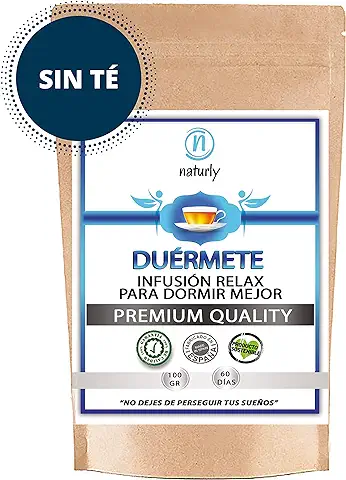 Duerme Bien. Infusiones Relajantes para la Ansiedad y para Dormir Profundo toda la Noche. Rooibos de Valeriana, Lavanda, Malva, Azahar y Manzana. Sueño Profundo con esta Infusión Relajante para Dormir  