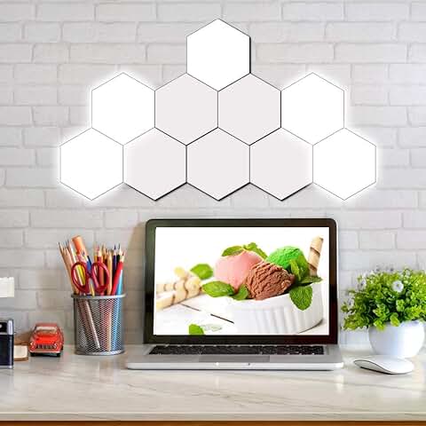 Duokon Diy Luces de Decoración de Pared Innovadora Forma Hexagonal Mood Night Light Lámpara de Ambiente Doméstico para Dormitorio Decoración de sala de Estar 100V-240V(7 Lights)  