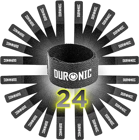 Duronic Pack 24STRAPS Unidades de Tiras Reutilizables Autoadhesivas para Organizar Cables en su Espacio de Trabajo | Tiras Ajustables para Mantener el Escritorio Limpio  