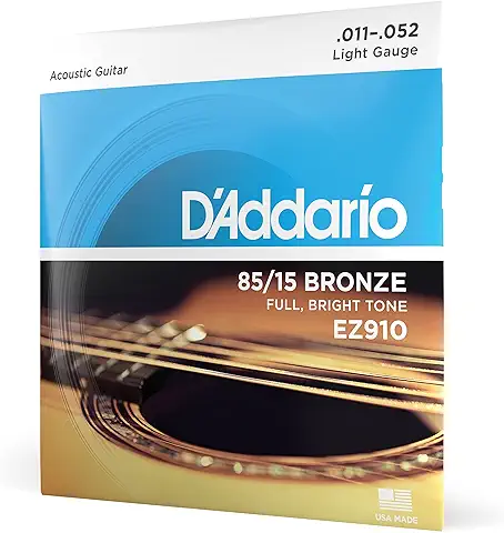 D'Addario Juego de Cuerdas para Guitarra Acustica, EZ910 de Bronce, 011' - 052'  