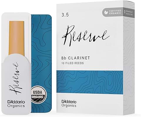 D'Addario Orgánico Reserve Bb Cañas para Clarinete - Cañas Clarinete - La Primera y única Caña Ecológica - 3.5 Fuerza, 10 Paquete  