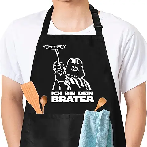 DXDXDXD Delantal de Star Wars Divertido para Cocinar a la Parrilla, Delantales Humorísticos, Regalo de Starwars para Hombres, Delantal (soy tu Brater)  