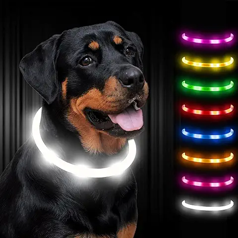 Dynmeow Collar Luminoso Perro,USB Recargable Collar Luz Perro, Impermeable Collares Led para Perros Pequeño Mediano y Grande  