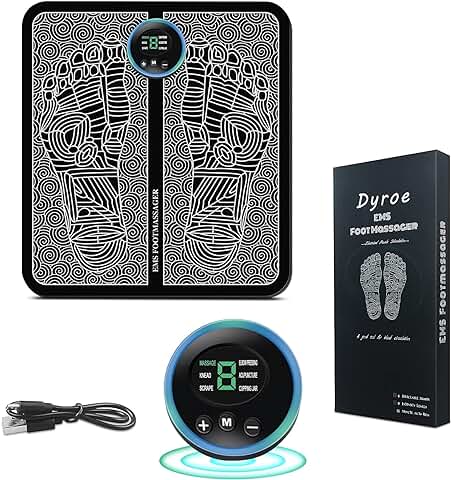 Dyroe EMS Masajeadores de Pies Eléctricos, Almohadillas De Masaje De Pies,Pulsos de Baja Frecuencia Estimulación Muscular Eléctrica, 6 Modos y 9 Niveles Aliviar El EstréS Y Relajar Los MúSculos  