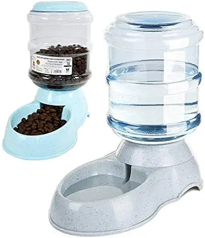 DZL- Dispensador de Agua Automático para Mascotas de Gatos/Perros 3.5L x 2 Piezas Dispensador Comida y Agua de Perros (Bebedero+Comedero)  