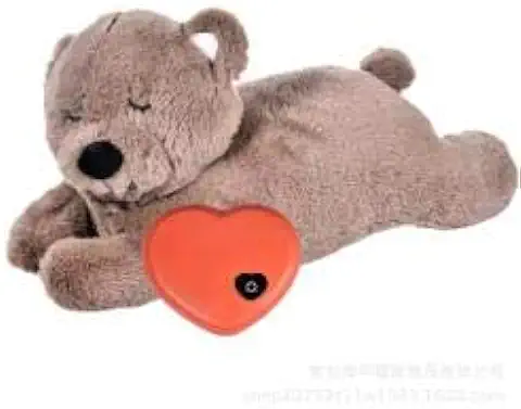 E-More Juguete De Peluche para Perros Heart Beat Puppy Behavioral Aid Toy, Cachorros Recién Nacidos Ansiedad De Separación De Ayuda para Dormir, Forma de Oso  