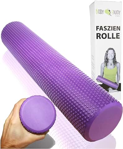 EasY FoxY ToY Foam Roller de Espuma EVA para Fascia Trigger Point; Rodillo Masaje Muscular Ø9.5cm X43cm Violeta; Rulo para Estirar Espalda Neck e Pilates; Rollo Cilindro Automasaje  