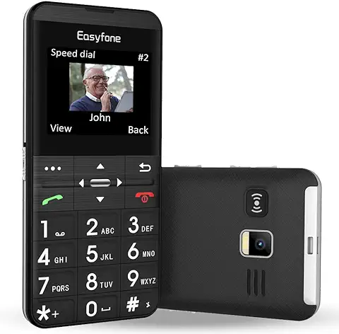 Easyfone Prime-A7 Teléfono Móvil para Personas Mayores con Teclas Grandes y Botón SOS, GPS, Base Cargadora (Negro, gsm)  