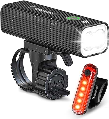 EBUYFIRE LED Luces Bicicleta Delantera y Trasera USB Recargables, 3/5 Modos luz Bicicleta Delantera, IPX5 Impermeable con Luces Traseras de Seguridad  