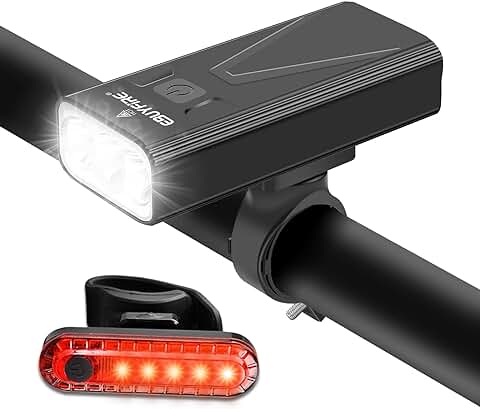 EBUYFIRE Luces Bicicleta Delantera y Trasera LED Recargable USB, 3000 Lumens Potente, 3 Modos, IPX5 Impermeable Luces Seguridad para Ciclismo de Montaña y Carretera  