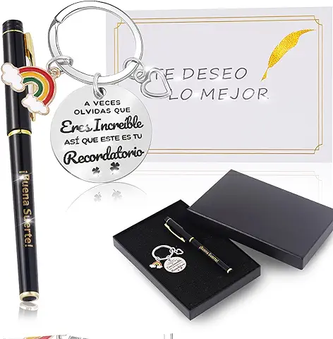 Echehi Regalos Originales Para Mujer y Hombre, con Llavero Originale, Pluma de la Suerte, Tarjeta y Caja de Regalo, Regalo Inspirador Motivación Para Familiar Colega Amigos Profesores Estudiantes  