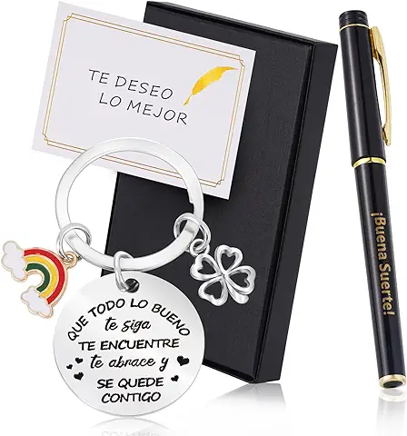 Echehi Regalos Originales Para Mujer y Hombre, con Llavero Originale, Pluma de la Suerte, Tarjeta y Caja de Regalo, Regalo Inspirador Motivación Para Familiar Colega Amigos Profesores Estudiantes  