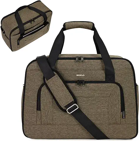 ECOHUB Bolsa de Cabina 45x36x20 Easyjet Bolsa de Viaje Maletas de Viaje Cabina Equipaje de Mano Bajo el Asiento Reciclado Ecológico Bolsa de Vuelo Impermeable de Fin de Semana Bolsa de Lona(Marrón)  