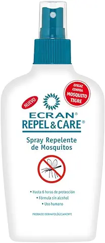 Ecran Repel Care, Spray Repelente de Mosquitos sin Alcohol - Spray Antimosquitos con Hasta 6 Horas de Protección - Ideal para Toda la Familia - Formato Viaje de 100 ml  