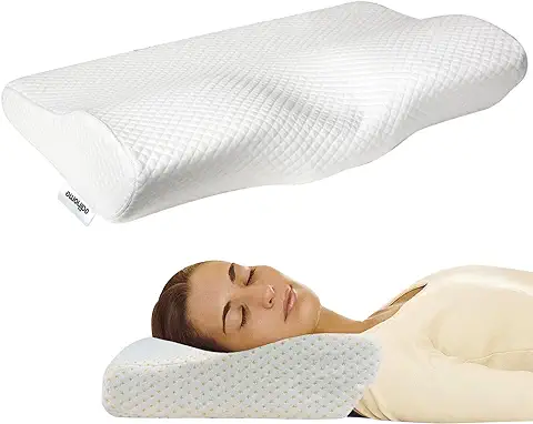 Edihome, Almohada Cervical, Viscoelastica, 50x30x10, Memory Foam, con Doble Funda de Algodón, Hipoalergénica  