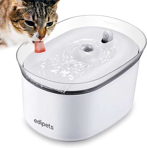 Edipets, Fuente para Gatos, Bebedero Automático Mascotas Perro, W25, Accesorio Dispensador de Agua, Sensor de Infrarrojos, Silenciosa, Pack con 2 Filtros de Carbón  