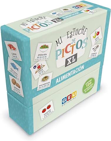 Editorial GEU Flashcards para Aprender a Leer y Escribir: 100 Tarjetas de Estimulación Visual con Pictogramas | para Aprender Las Silabas con Vocabulario de Alimentación  