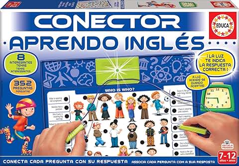 Educa - Conector Aprendo Inglés, Juego Educativo para Niños a Partir de 7 Años Donde Aprenderán lo Fundamental del Inglés, Vocabulario, Verbo, Las Primeras Fases, con más de 350 Preguntas (17206)  