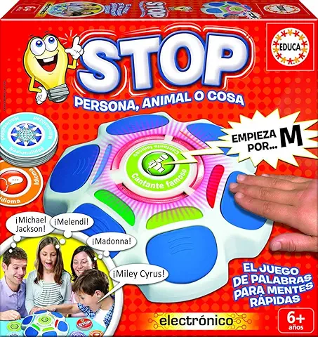 Educa - Juego Stop: Persona, Animal o Cosa. Juego de Mesa Electrónico de Palabras para Mentes Rápidas. Juego Familiar Recomendado para Niños a Partir de 6 Años (16589)  