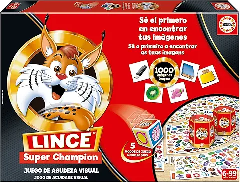 Educa - Lince Super Champion Juego de mesa ¡Edición Exclusiva de 1000 Imágenes, Nuevas Dinámicas de Juego! | Juego para toda la Familia, Adultos y Niños a Partir de 6 Años (19432)  