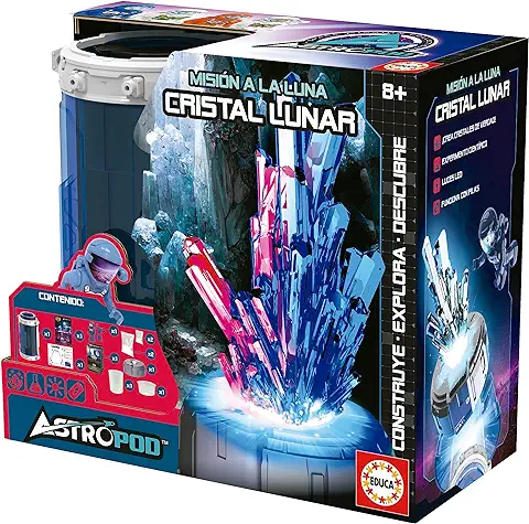 Educa - Misión a la Luna; Cristal Lunar; Cultiva Cristal de Colores Mezclando Productos Químicos Especiales y Polvo de Cristal, Aprende Experimentos Científicos Reales, a Partir de 8 Años (41345)  