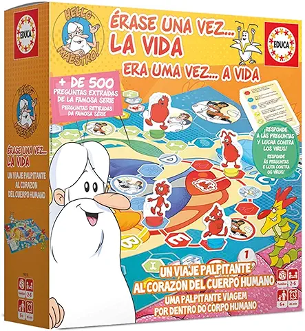 Educa - Érase una Vez La Vida, Juego de Mesa Familiar Educativo con más de 500 Preguntas y Respuestas Sobre el Cuerpo Humano y 5 Temas, A Partir de 6 Años (18510)  