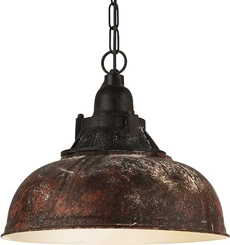 EGLO Lámpara Colgante GRANTHAM 1, Lámpara de Suspensión Vintage con 1 Bombilla de Estilo Industrial, Lámpara Suspendida Retro de Acero y Plástico, Color Marrón Antiguo, Negro, Casquillo E27  