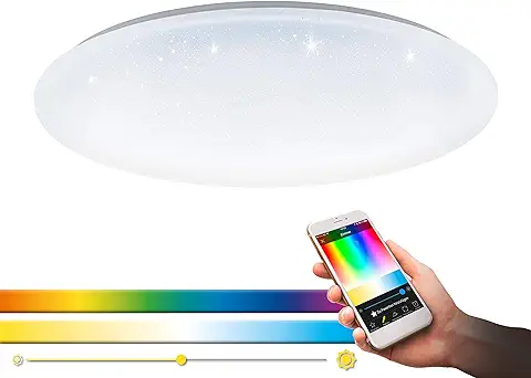 EGLO Plafón LED Connect TOTARI-C , Lámpara de Techo Smart Home con Efecto de Cielo Estrellado, MateriaL Acero, Plástico, Color Blanco, Regulable, Tonos Blancos y Colores Ajustables, Diámetro 58 cm  