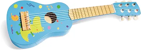 Eichhorn Guitarra Afinable de Madera con 6 Cuerdas con Diseño de Animales, 54 cm de Largo, a Partir de 3 Años, Color Azul Claro/Natural. (100003480)  