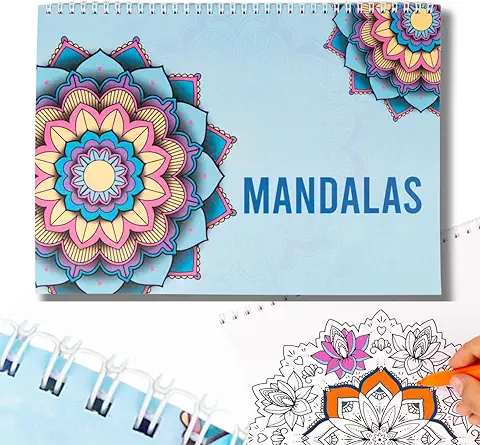 EIGHT4TWO Libro Mandalas Colorear Adultos - 30 Diseños en A4 de Mandalas Colorear Adultos - Libro Colorear Adultos con Impresión a una Cara en Papel Artistico Premium  