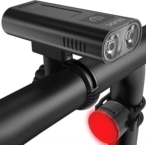 EILIOC 6400 mAh Luces Bicicleta Delantera y Trasera,Súper Brillante 2400 Lumen Luz para Bici Potente Led Recargable USB C Linterna Bicicleta Impermeable Foco MTB y Ciclismo Carretera  