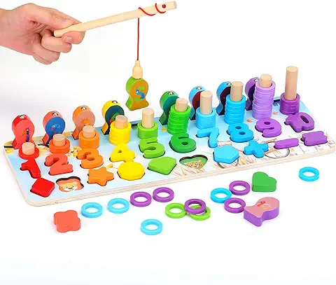 EKKONG Juguetes Niños 1 2 3 4 Años,Juguetes Educativos Niños,Juguetes de Madera Montessori Bebes,Puzzle Madera Clasificación Matemática Aprendizaje de Juegos, Regalo de Cumpleaños Navidad  