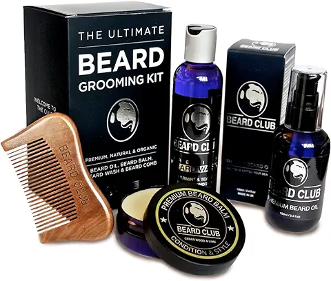 El Último Kit de Cuidado y Acicalamiento de Barbas - El Set de Regalo Incluye Aceite para Barba, Bálsamo Barba, Barba Champú, Peine para Barba - Para Hombres que Aman Cuidar de Sus Barbas  