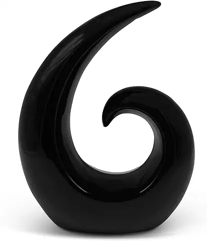 Elegante Escultura de Cerámica - Decoración Moderna en Negro - Espiral Decorativa de 20 cm de Altura - También Adecuada para Regalo  