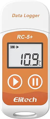 Elitech Registrador de Temperatura USB, Informe PDF, Pantalla LCD, Capacidad de Grabación: 32000 Puntos  